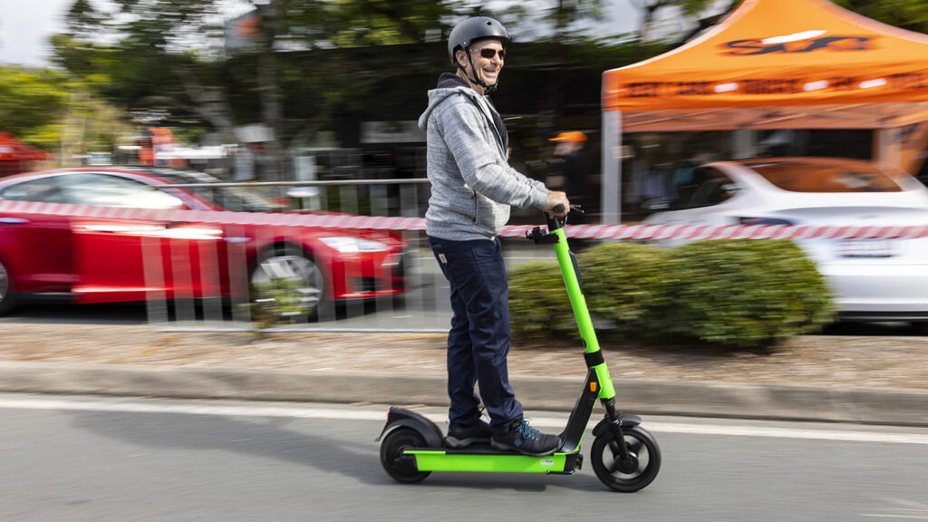 Electric scooter testing as part of the Noosa EV Expo