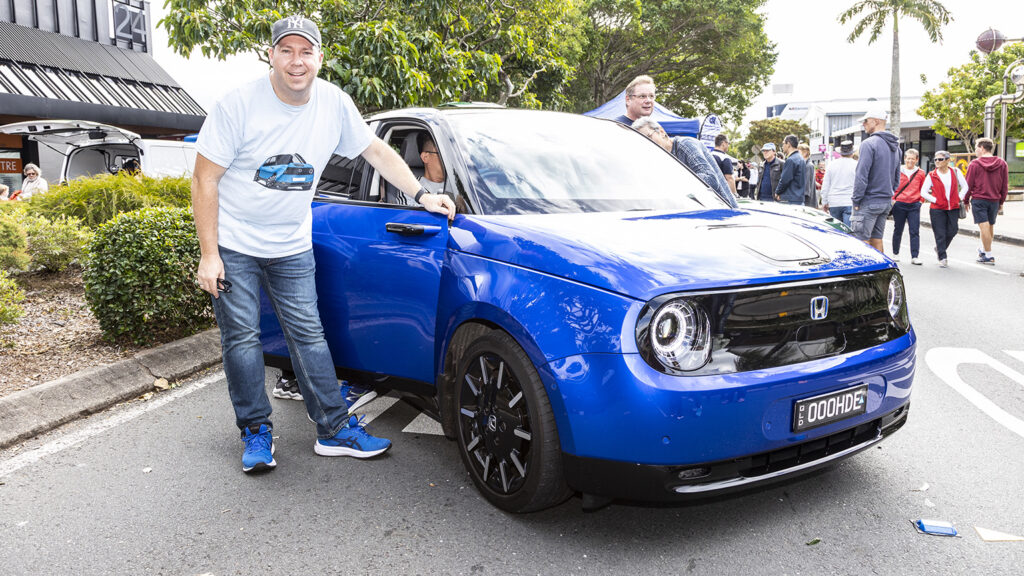 Nathan Gore-Brown with his Honda E