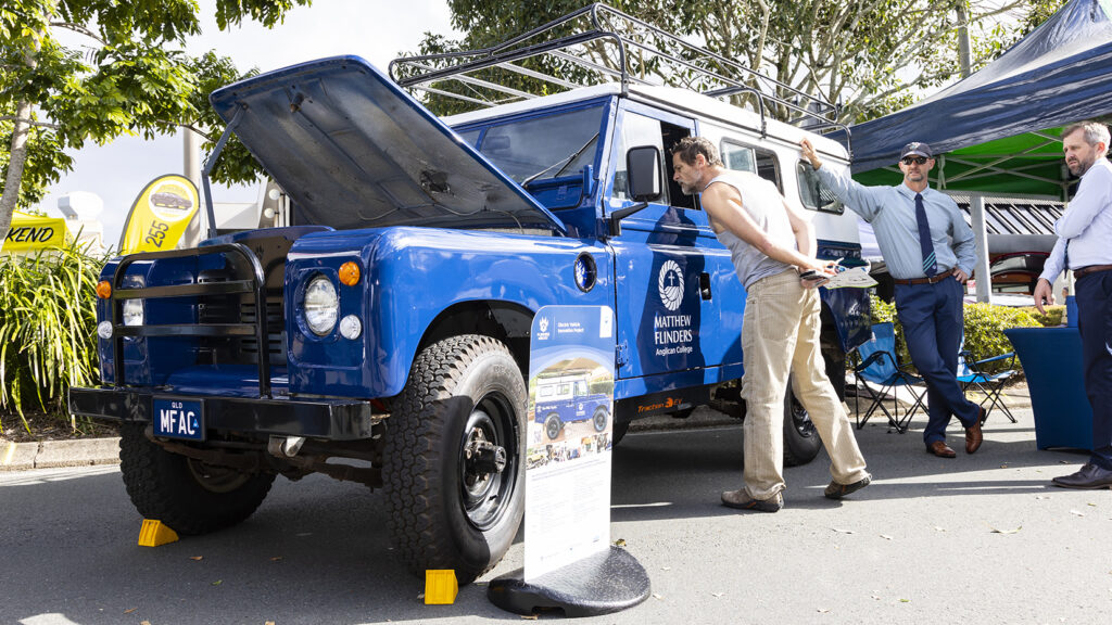 Matthew Flinders Anglican College's electric converted 1974 Land Rover Series III