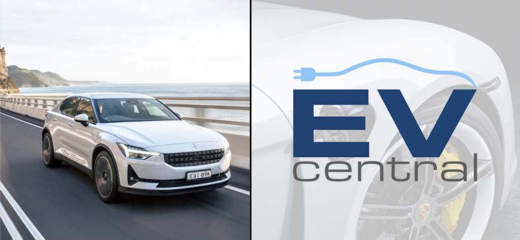 Polestar 2 and the EV Central logo