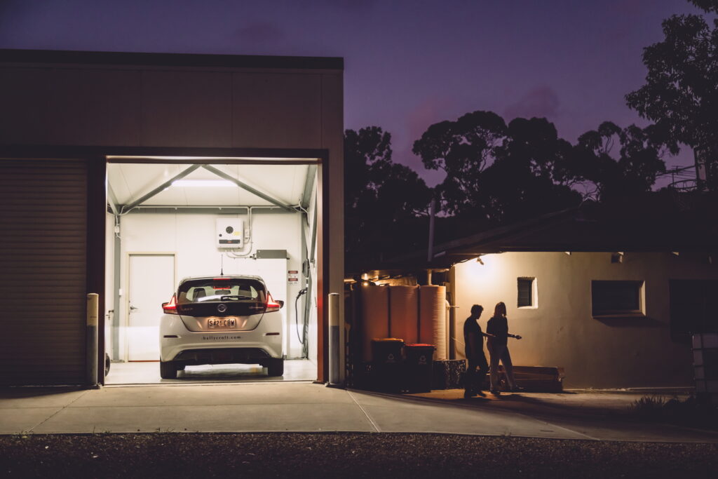 Nissan Leaf being used for vehicle-to-grid (V2G) charging