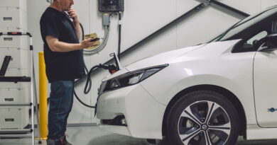 Nissan Leaf being used for vehicle-to-grid (V2G) charging