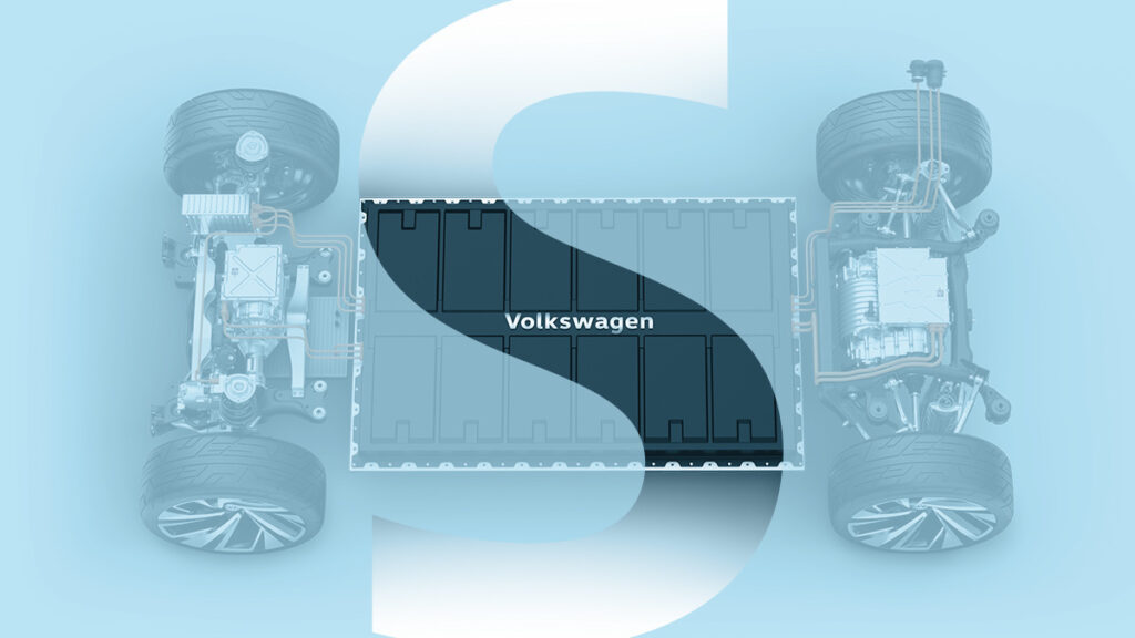 Volkswagen platform cutaway showing solid-state batteries