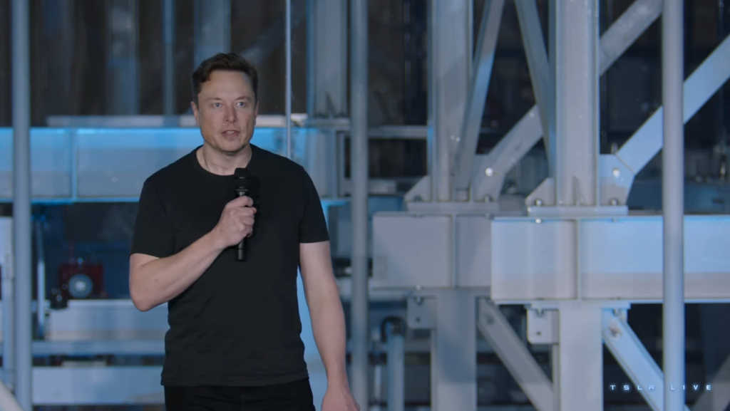 Tesla CEO Elon Musk speaking at the EV company's investor day in March 2023