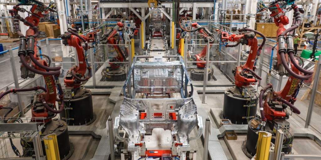 Tesla Cybertruck electric ute production line in Austin, Texas