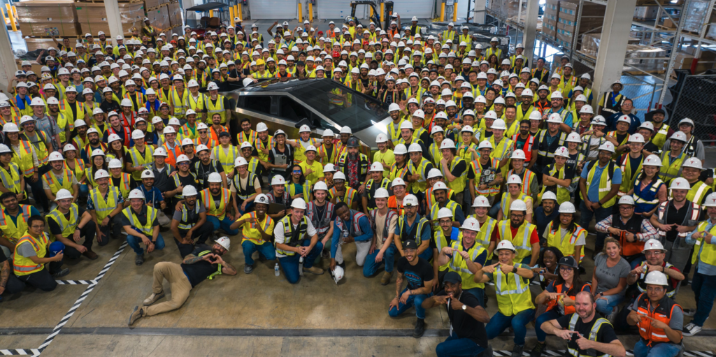 Tesla Cybertruck electric ute production line in Austin, Texas