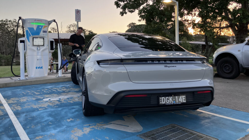 Public charging a 2023 Porsche Taycan RWD