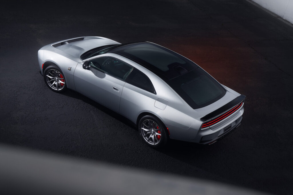 2024 Dodge Charger Daytona with full-length optional glass roof.