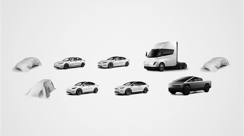 Tesla's tease of three upcoming new models, shown at the company’s annual shareholders meeting, June 2024.