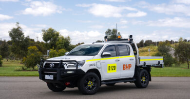 All-electric Toyota Hilux dual-cab ute prototype, which will be tested by BHP on mines in Western Australia