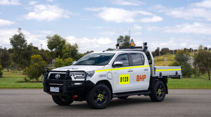 All-electric Toyota Hilux dual-cab ute prototype, which will be tested by BHP on mines in Western Australia