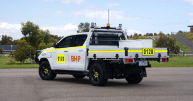All-electric Toyota Hilux dual-cab ute prototype, which will be tested by BHP on mines in Western Australia