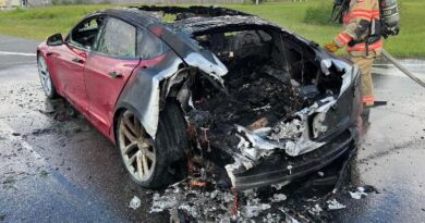 Tesla on fire.