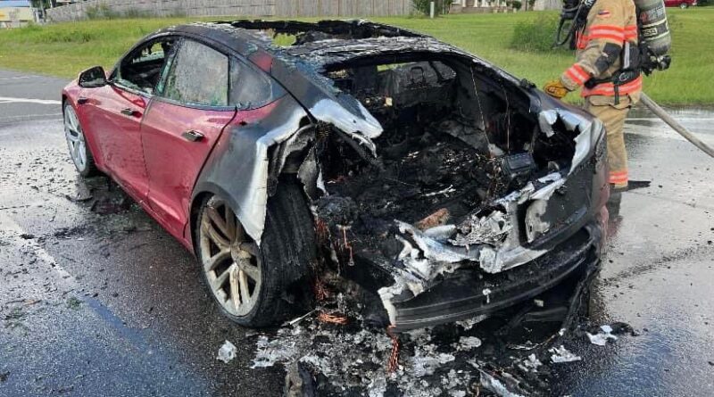 Tesla on fire.