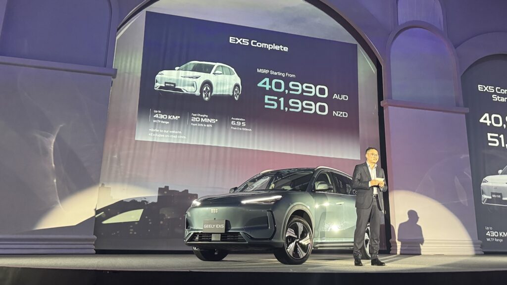 Geely EX5 launch and pricing announcement in Sydney