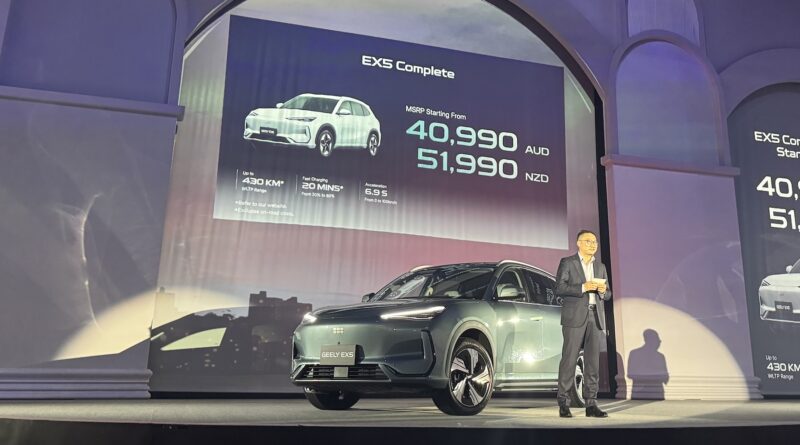 Geely EX5 launch and pricing announcement in Sydney