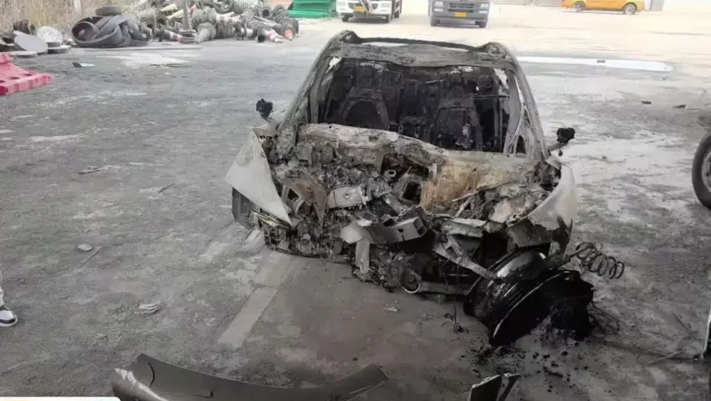 The destroyed Xiaomi SU7.