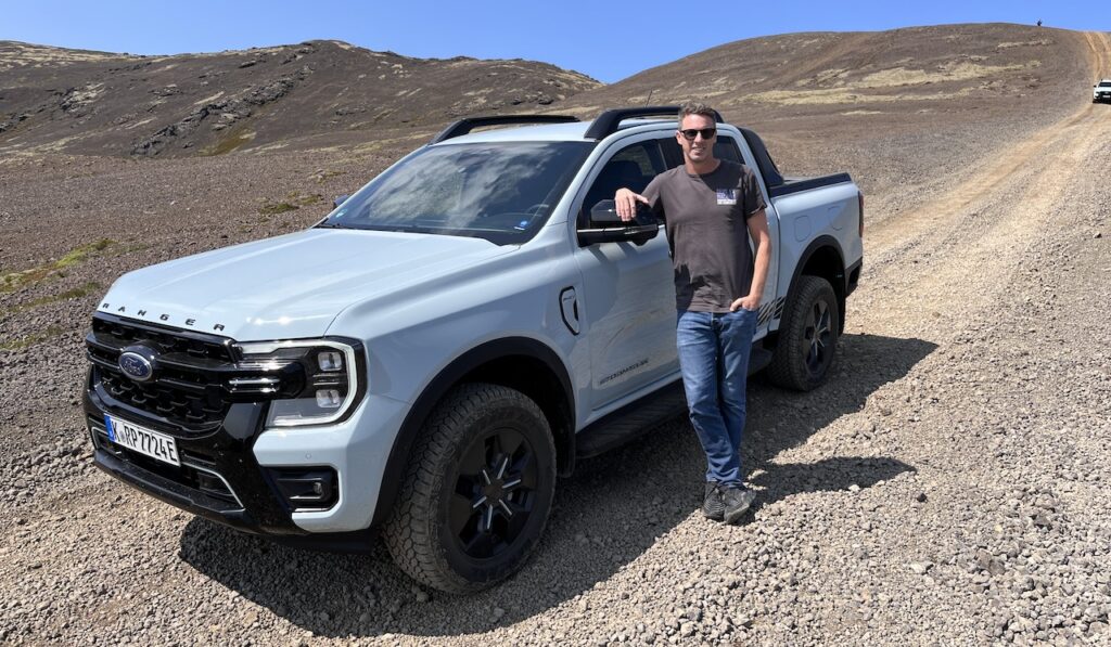 Iain Curry on Hengill Volcano, Iceland, with the 2025 Ford Ranger PHEV Stormtrak