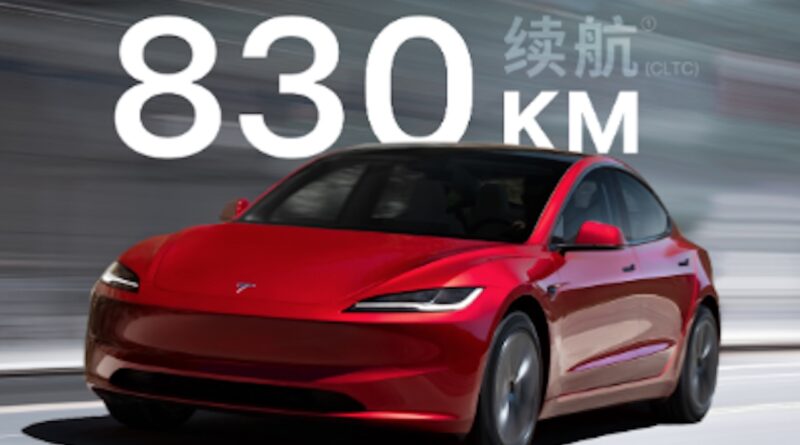 Tesla Model 3 Long Range launched in China with 830km range.