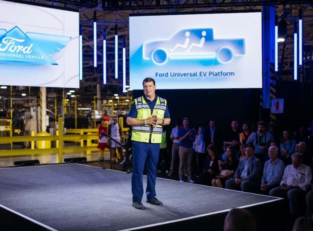 Ford chief Jim Farley announced major EV strategy. Louisville August 2025.