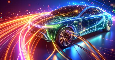 Generic EV being charged, showing the flow of electricity from a charger to the electric car