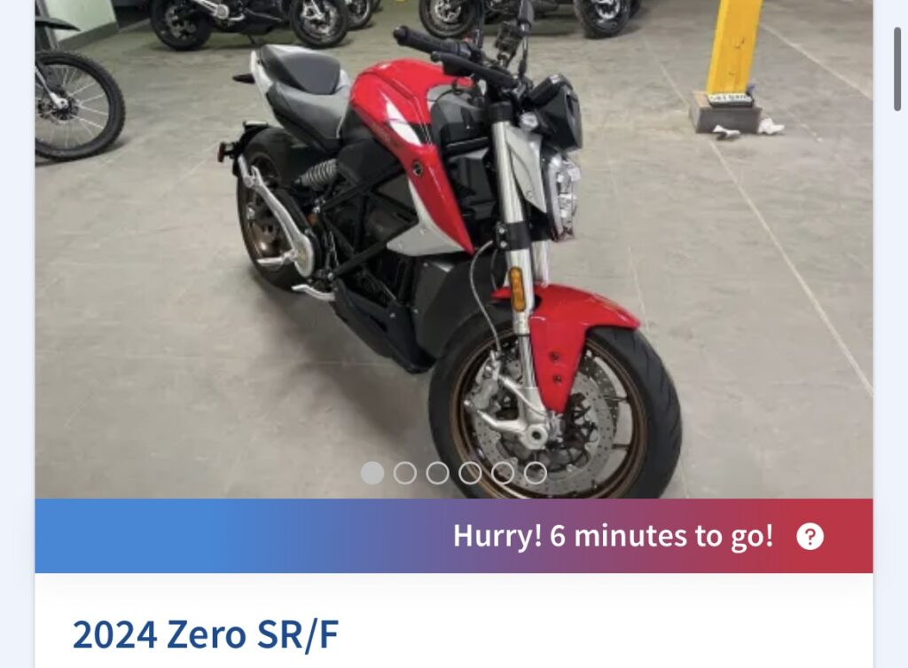 Zero e-motorbike at Pickles Electric Motorcycle Auction September 2025