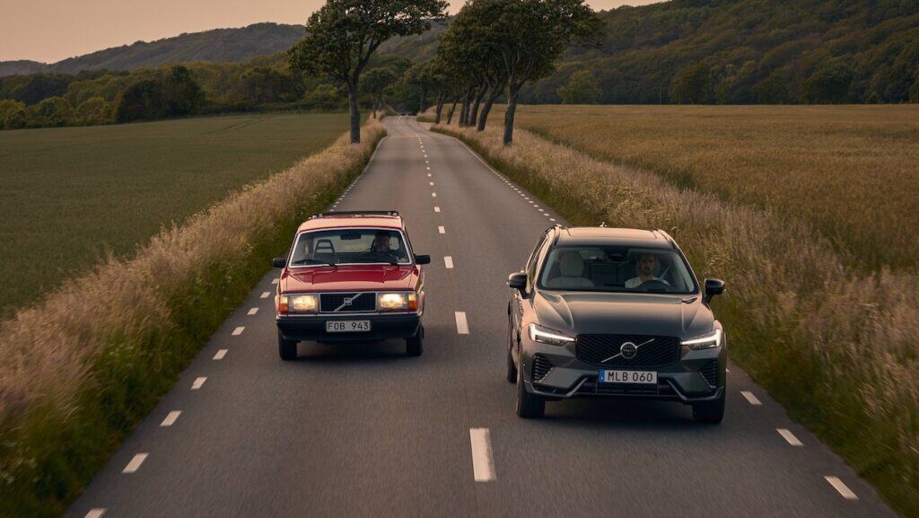 2026 Volvo XC60 with a 1980s Volvo 240 wagon
