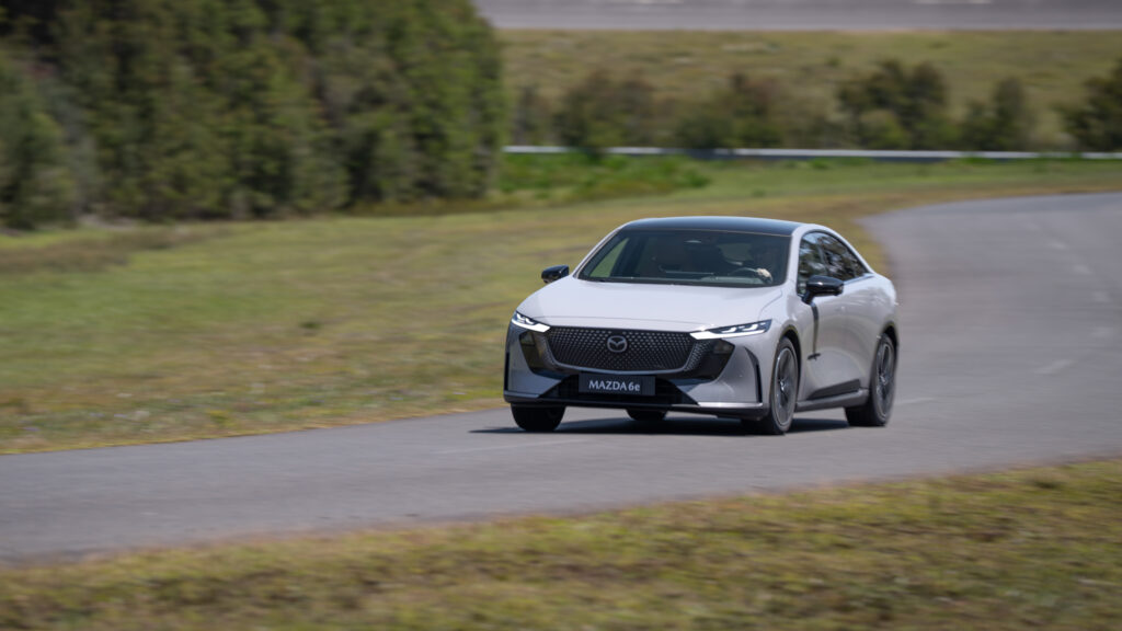 Left-hand drive Mazda 6e at the Lang Lang Proving Ground.