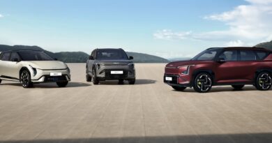 2026 Kia GT line-up: EV4, EV3, EV5 (left to right).
