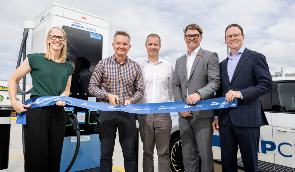 Energy minister Chris Bowen leads the 400kW charger opening ceremony.