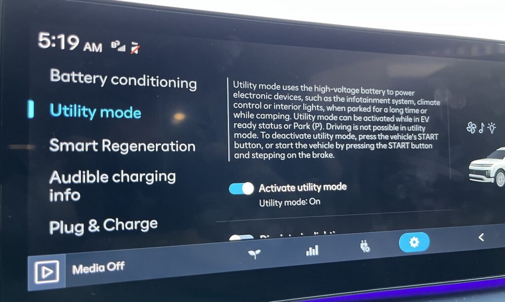 Utility Mode for camping in a Hyundai Ioniq 9