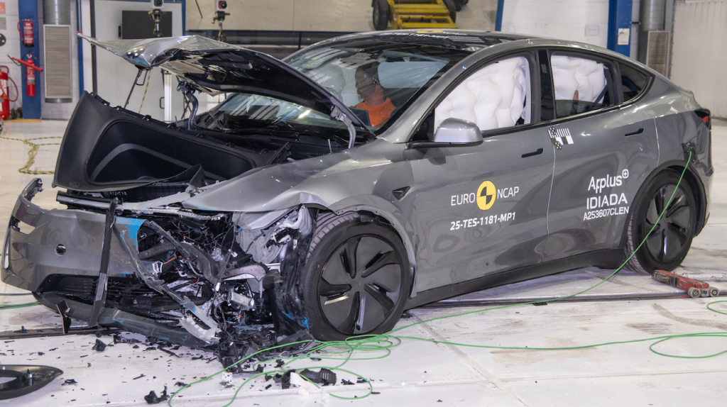 2025 Tesla Model Y after Euro NCAP crash testing