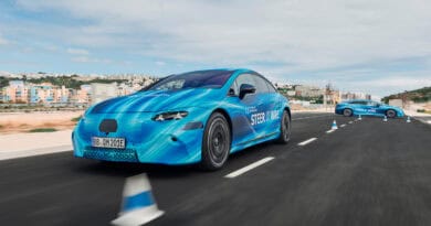 Mercedes-Benz EQS development car with steer-by-wire technology.