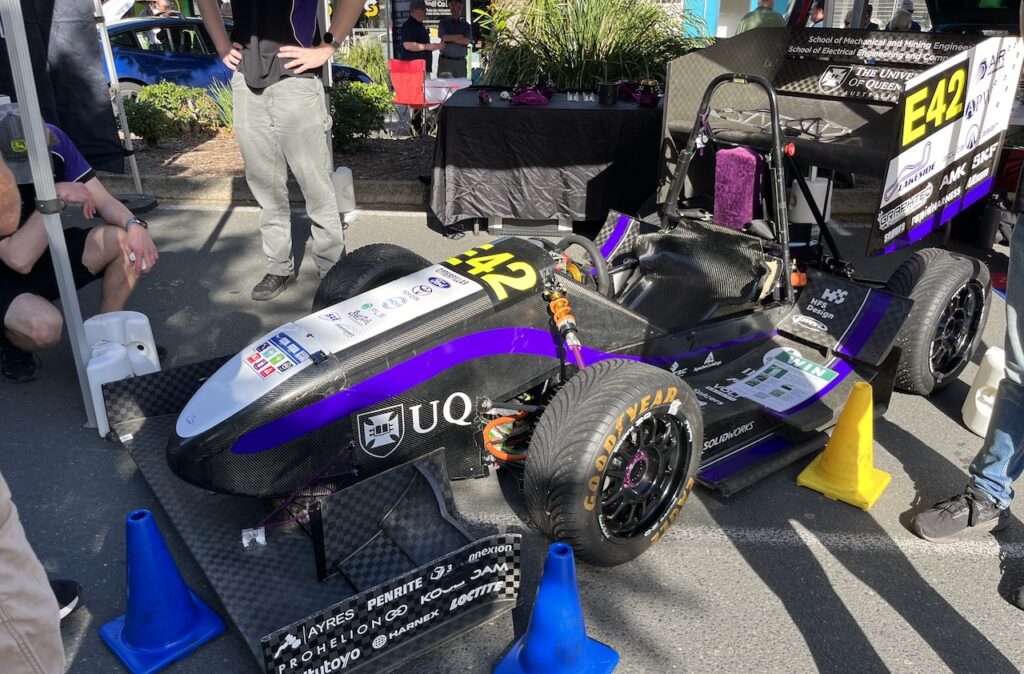 University of Queensland's AWD "Goose" electric racing car at the 2026 Noosa EV & Electrify Everything Expo
