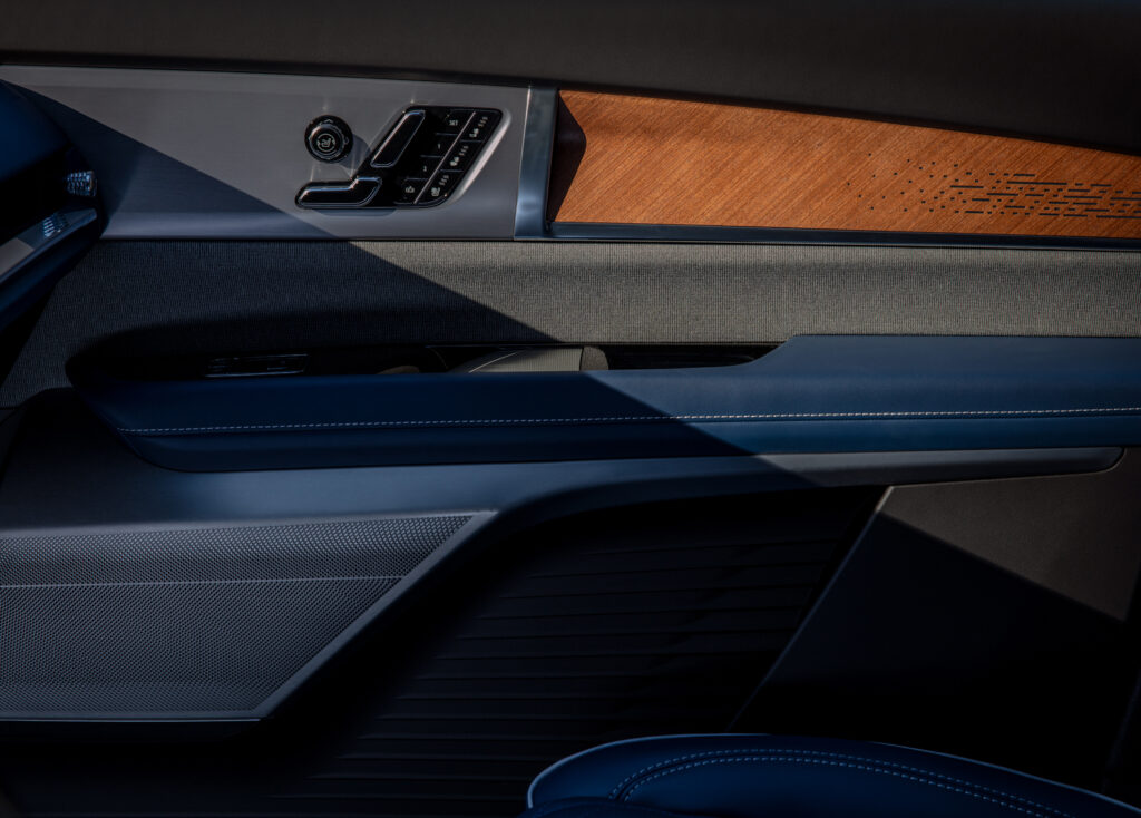 Cadillac Vistiq interior with speakers from the 23-speaker AKG audio system.